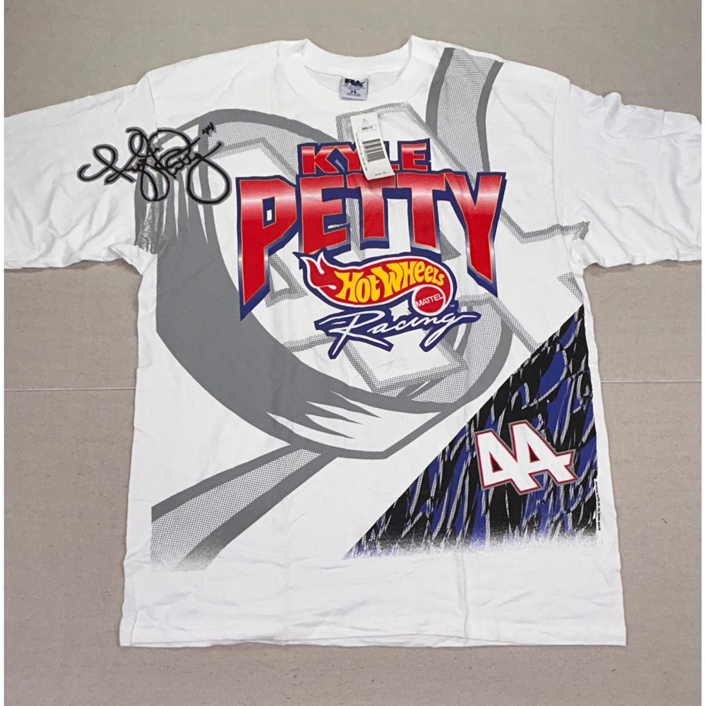 VTG 1998 Men's XL Kyle Petty Hot Wheels Racing T-Shirt NWT NASCAR Royal Avalon